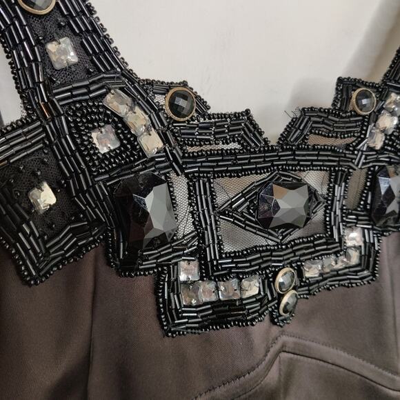 David Meister NWT Black Beaded Neckline Cocktail Dress Size 2 - Picture 5 of 15
